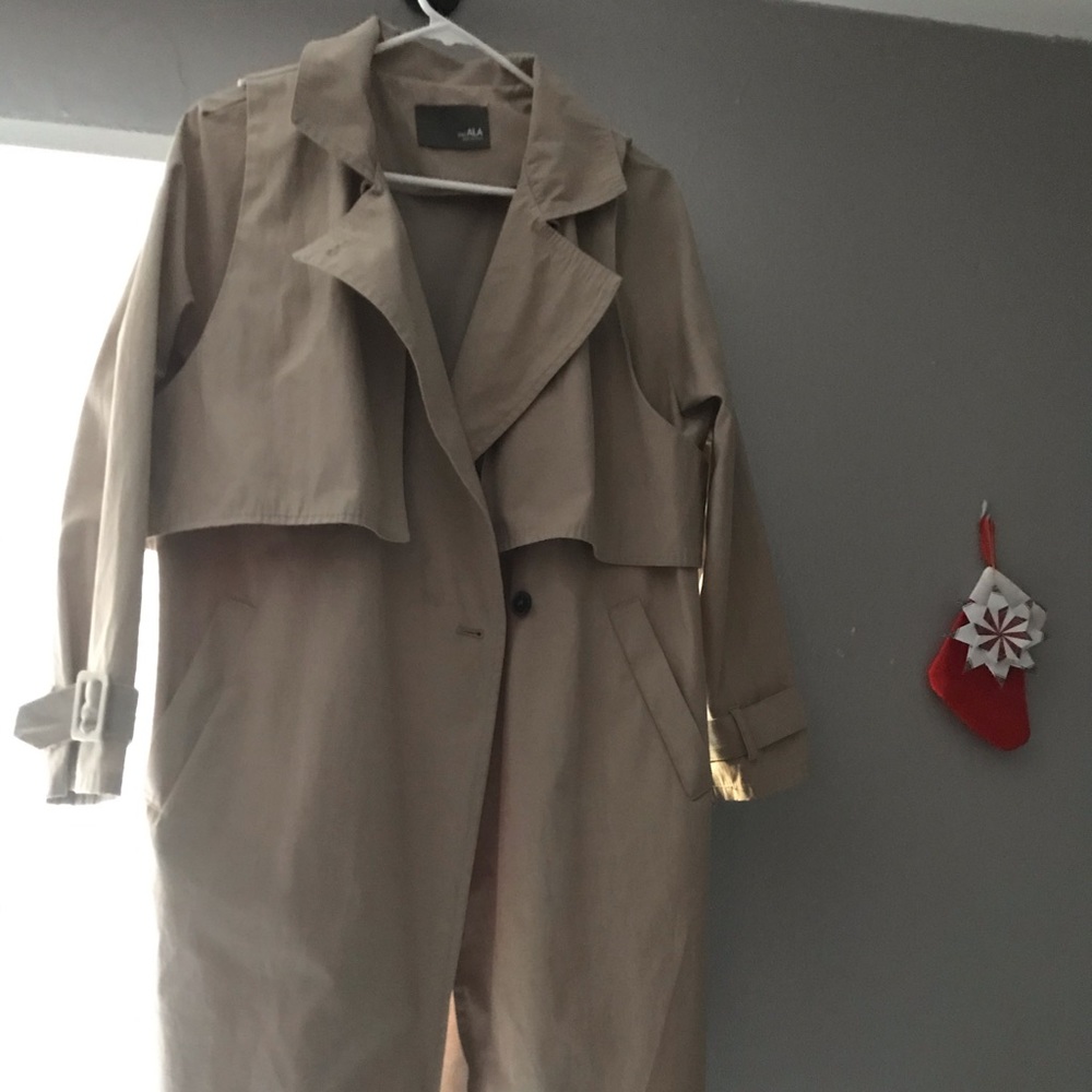 Khaki Trench coat.